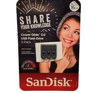 SanDisk Cruzer Glide USB 3.0 flash drives 16 GB (3 pack) Memory stick